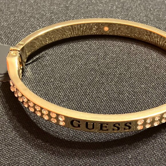 Guess Gold Tone Bangle with Rhinestones (7.5") - Picture 2 of 8